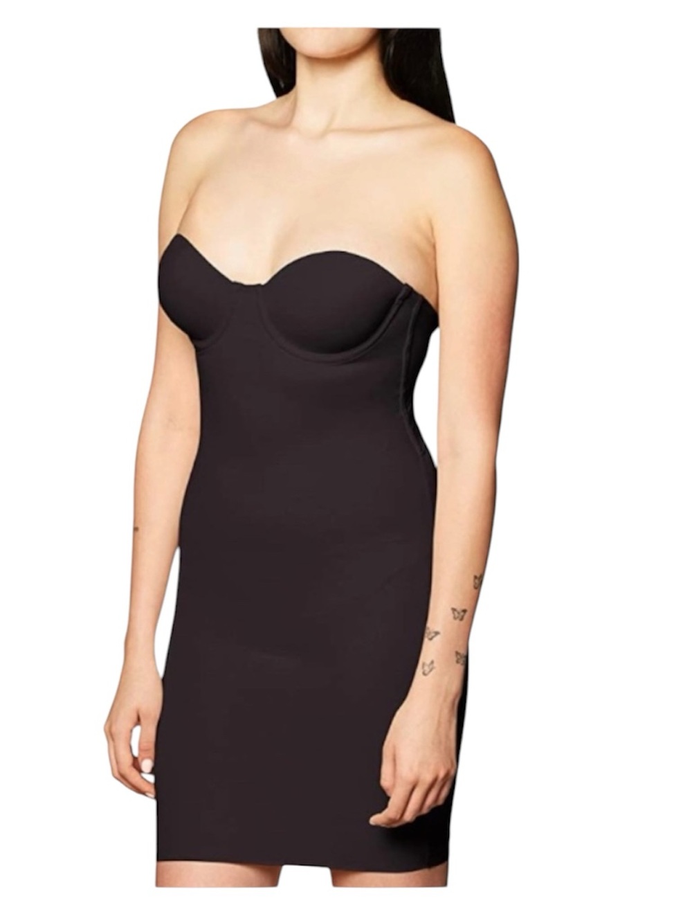 NEW Flexees Black Shapewear Firm Control Slip Dress Slimming Bra Size 36C